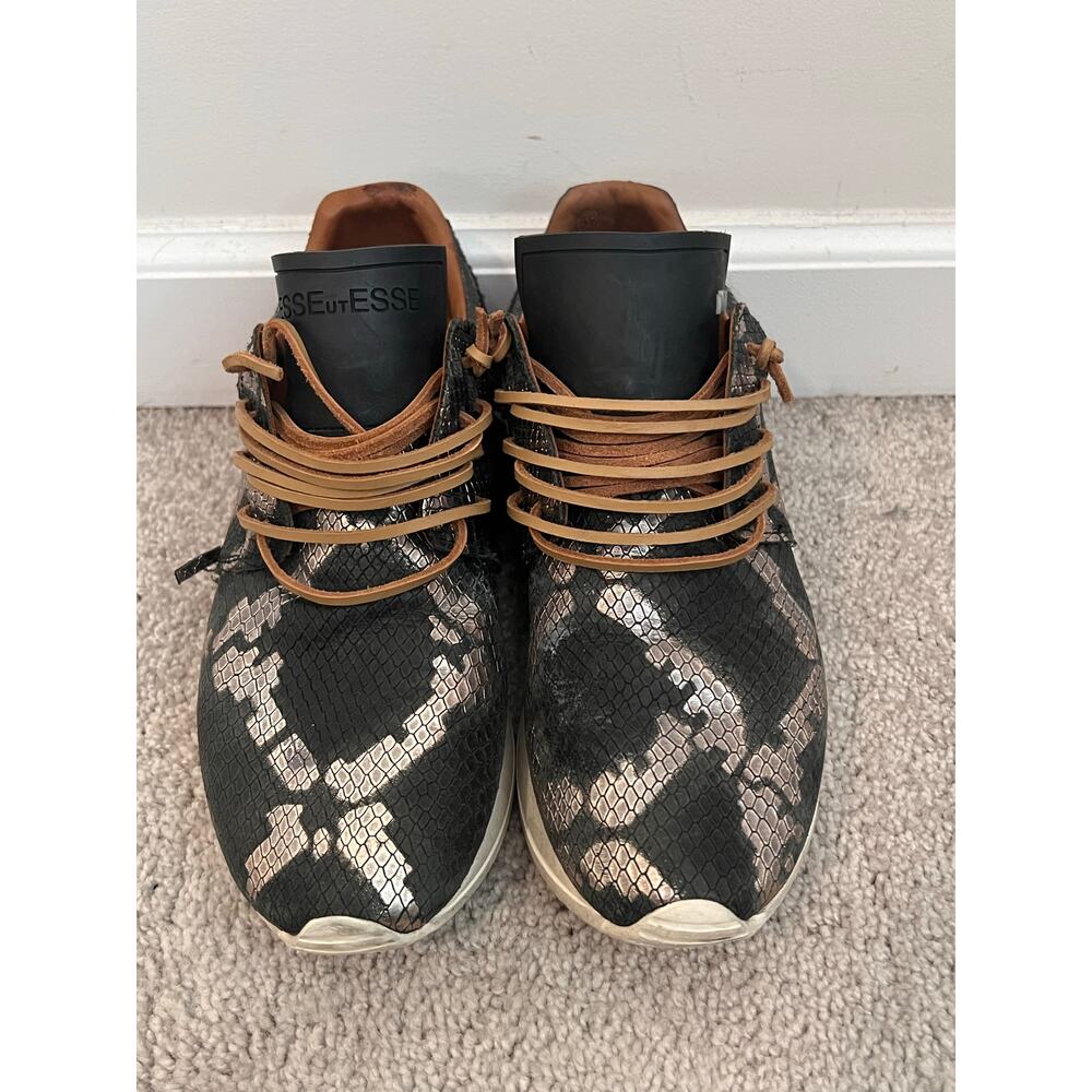 Esseutesse Metallic Python Print Lamb Leather Fri… - image 2